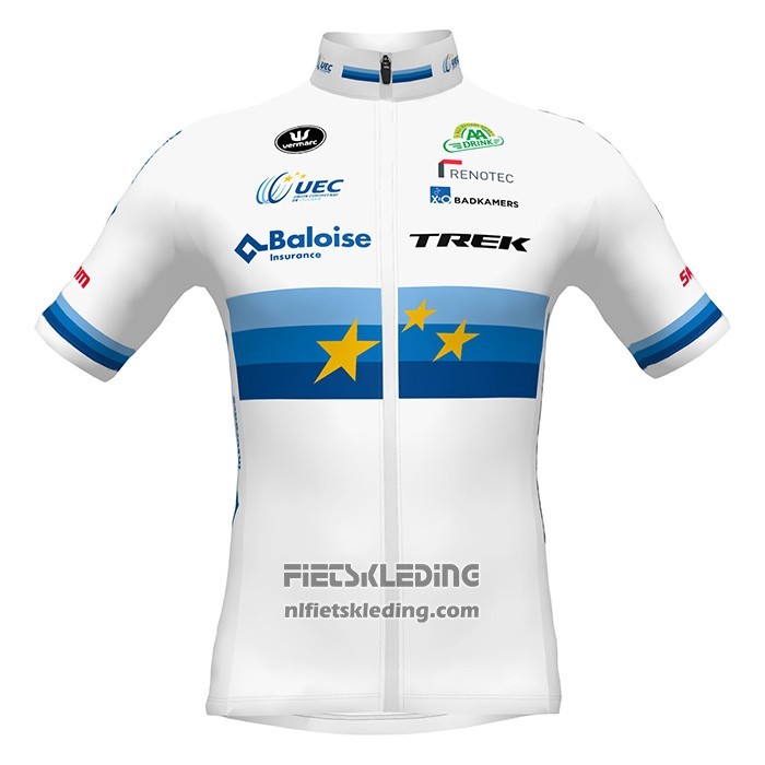 2022 Fietskleding European Champion Trek Wit Rood Korte Mouwen en Koersbroek